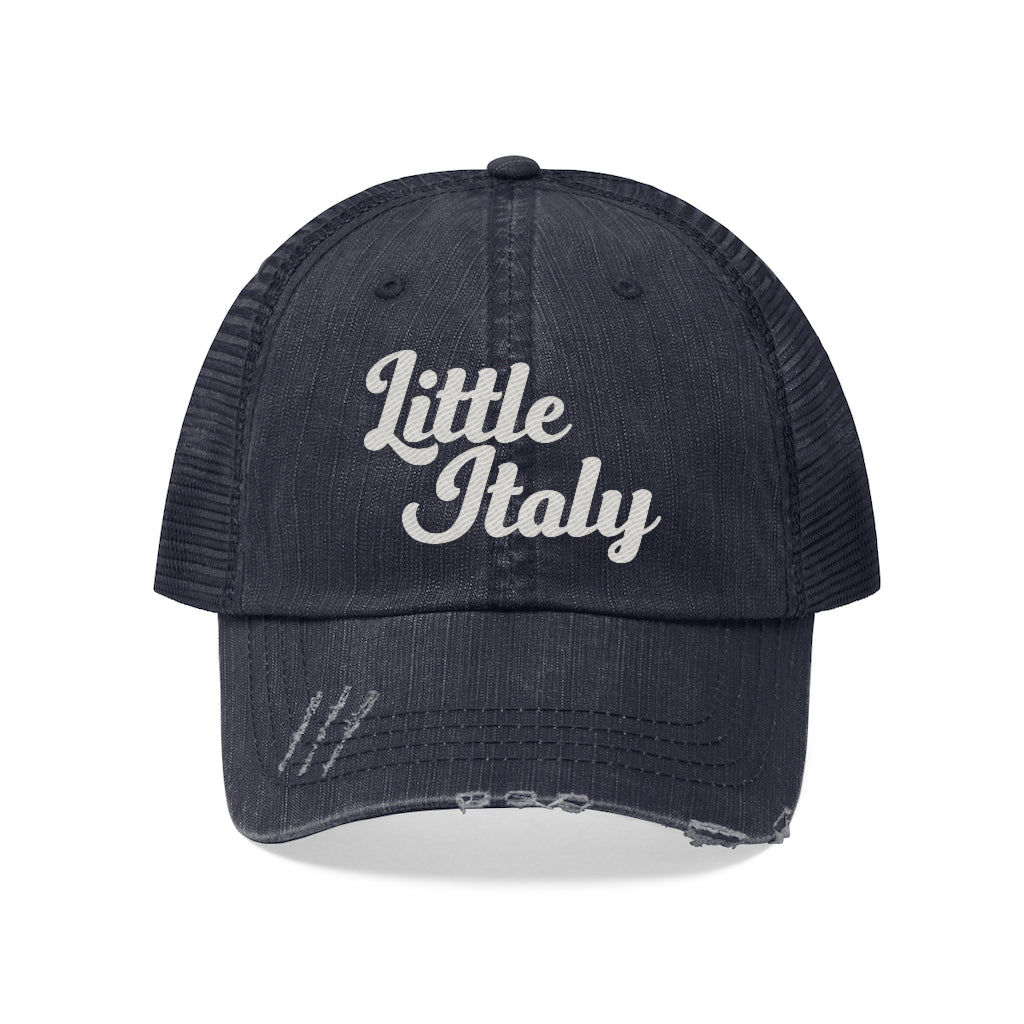Little Italy Script Logo Vintage Look Unisex Trucker Hat