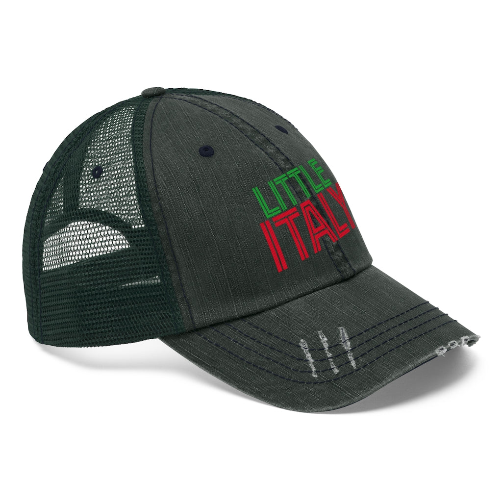 Little Italy Red & Green Logo Vintage Look Unisex Trucker Hat