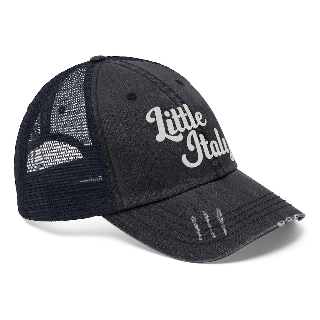 Little Italy Script Logo Vintage Look Unisex Trucker Hat