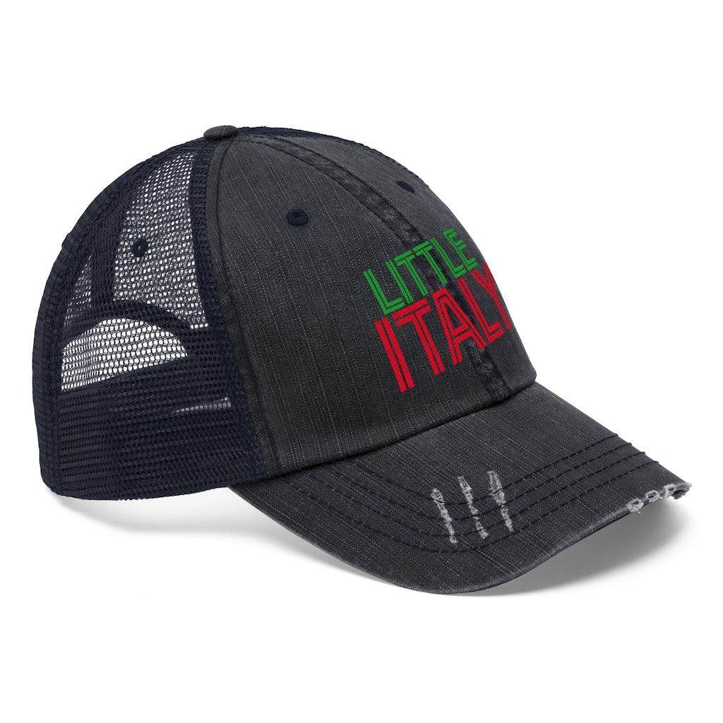 Little Italy Red & Green Logo Vintage Look Unisex Trucker Hat