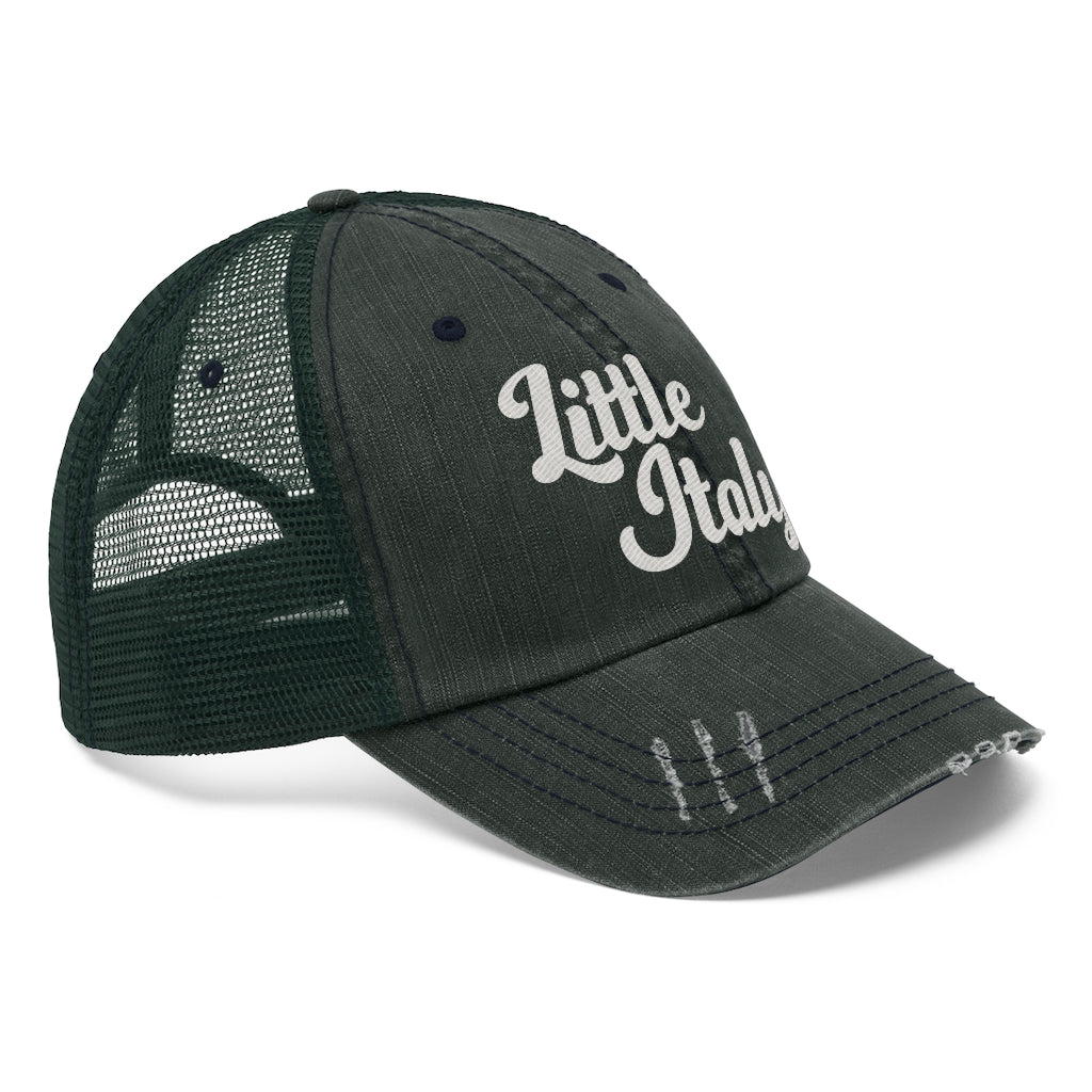 Little Italy Script Logo Vintage Look Unisex Trucker Hat