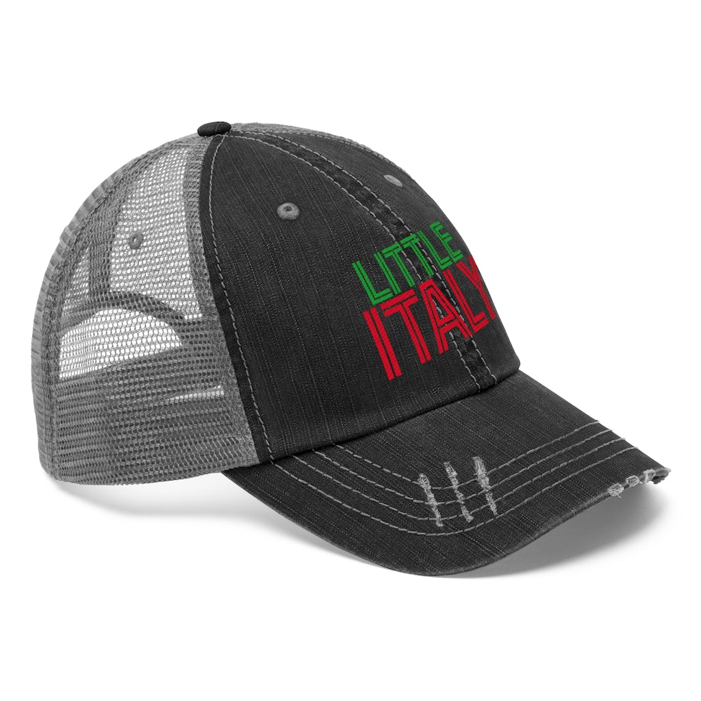 Little Italy Red & Green Logo Vintage Look Unisex Trucker Hat