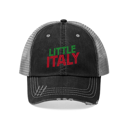 Little Italy Red & Green Logo Vintage Look Unisex Trucker Hat