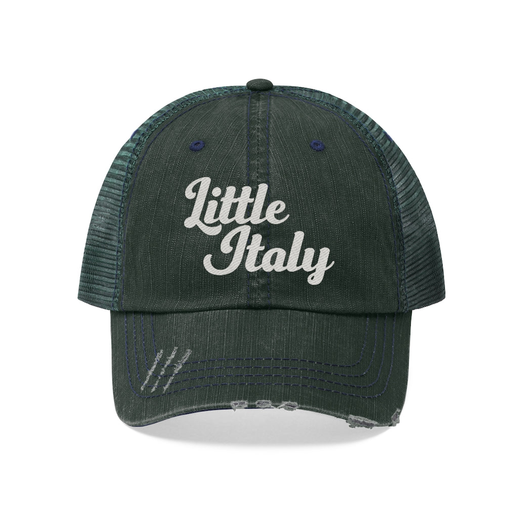 Little Italy Script Logo Vintage Look Unisex Trucker Hat