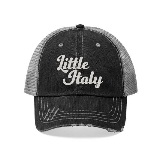 Little Italy Script Logo Vintage Look Unisex Trucker Hat